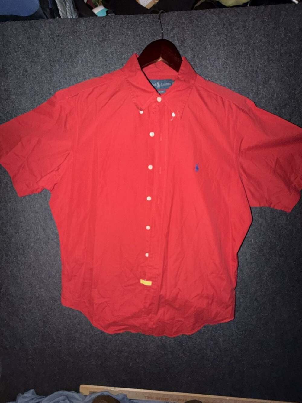 Ralph‎ Lauren Classic Fit Short Sleeve Button Down Shirt Red Size L/G 10-0130
